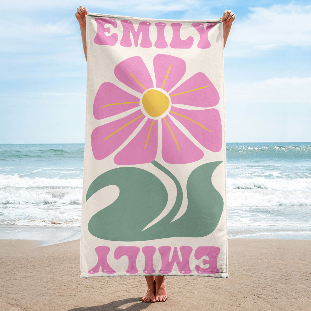 Custom Birth Month Flower Friends Sisters Summer Gift - Personalized Custom Beach Towel