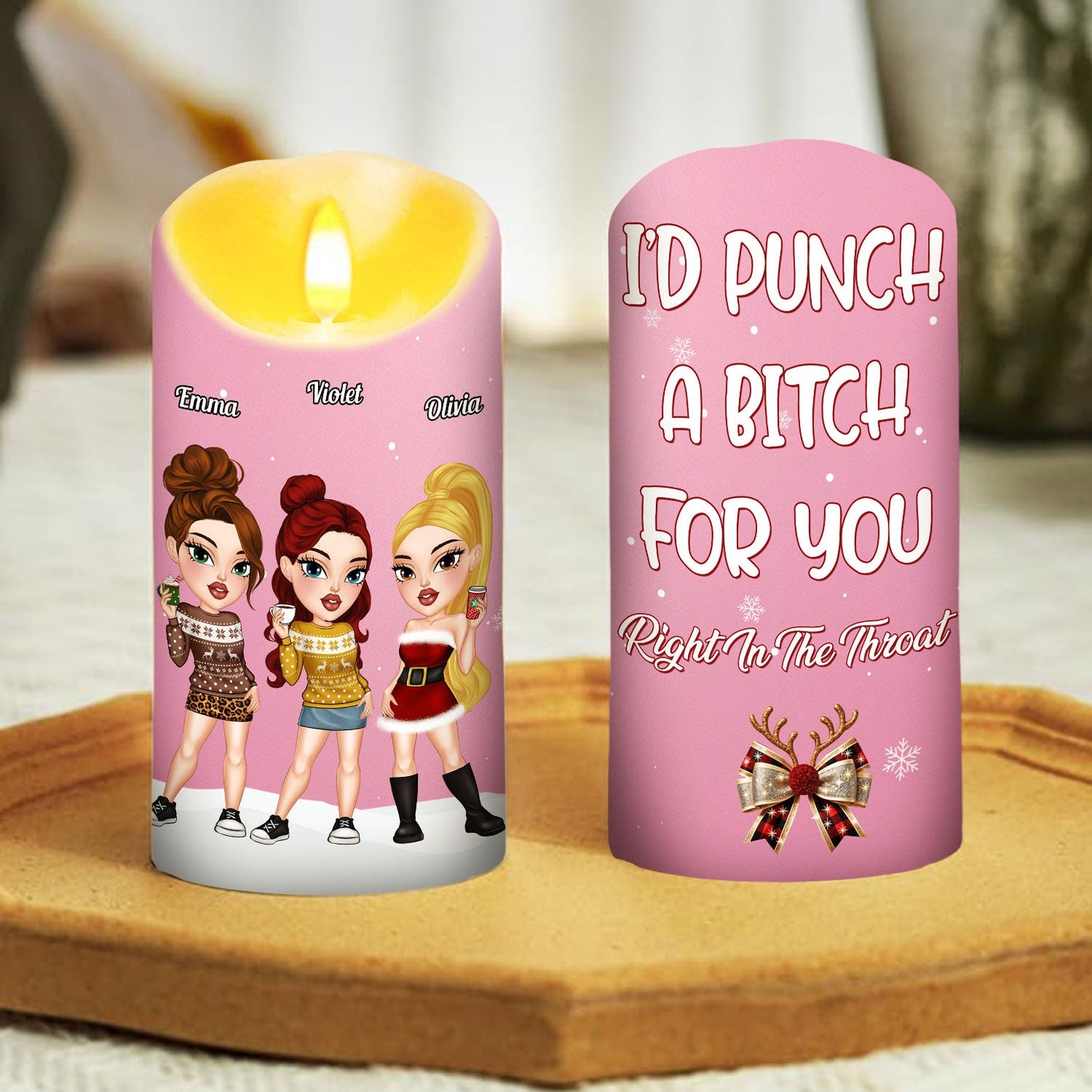 Punch A Bitch For You - Personalized Custom LED Candle