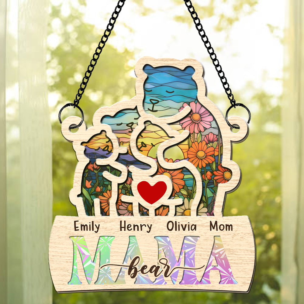 Mama Bear We Love You - Personalized Custom Suncatcher