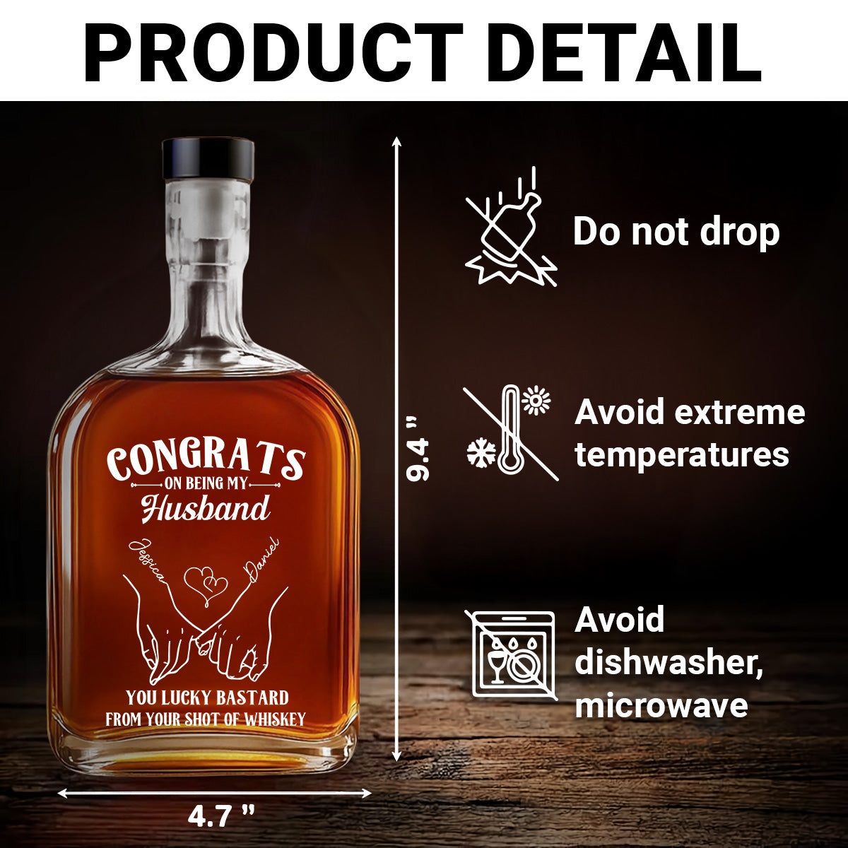 Congrats On Being My Husband - Personalized Custom Spirits Decanter