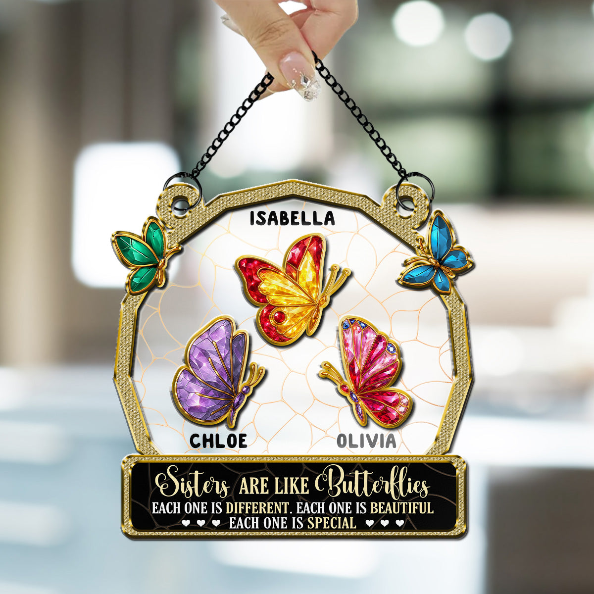 Besties Are Like Butterflies - Personalized Custom Suncatcher