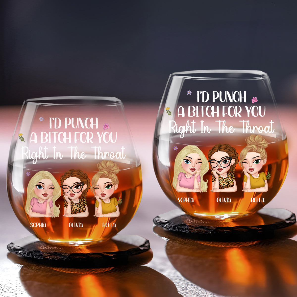 Right In The Throat - Personalized Custom Wine Glass