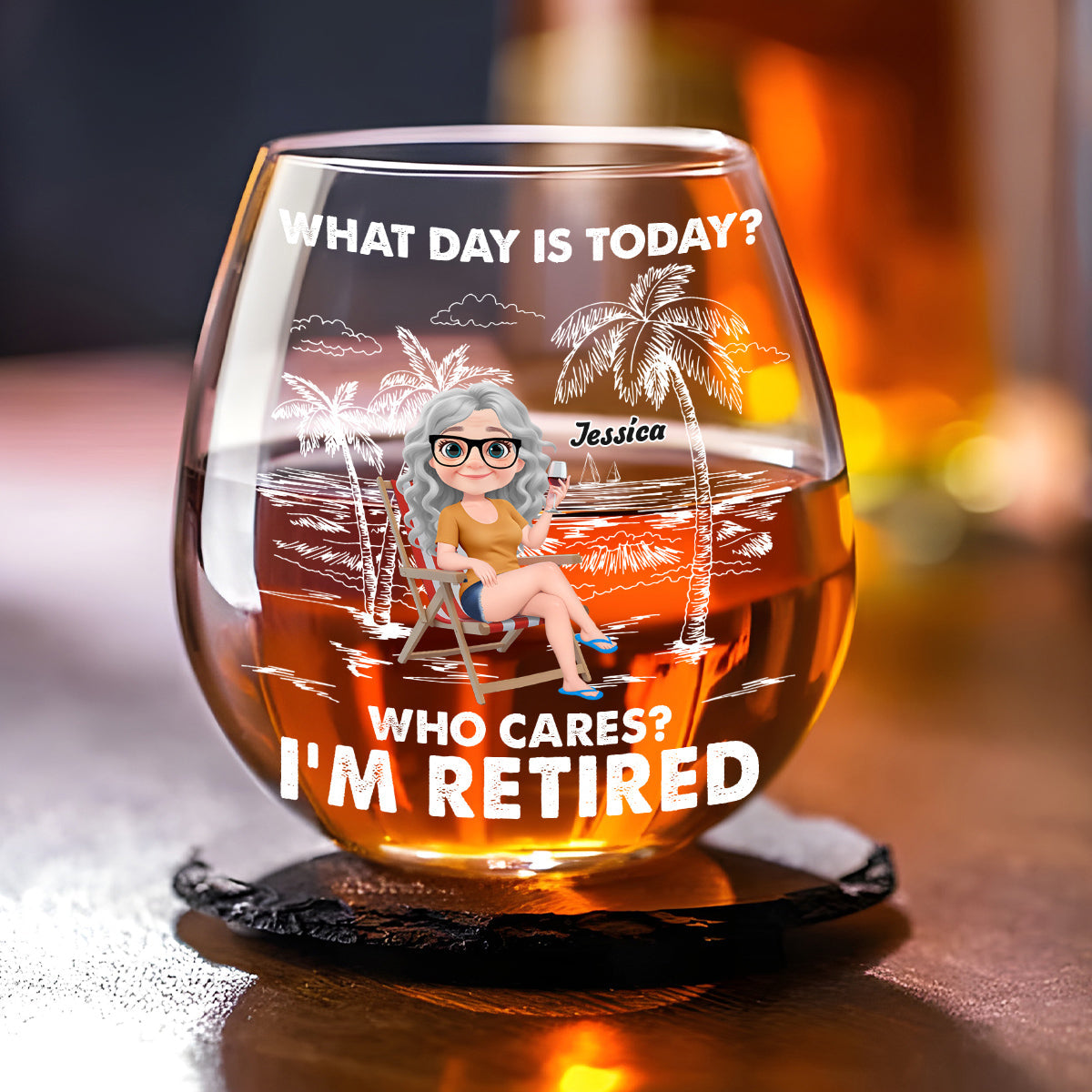 I Am Retired - Personalized Custom Wine Glass