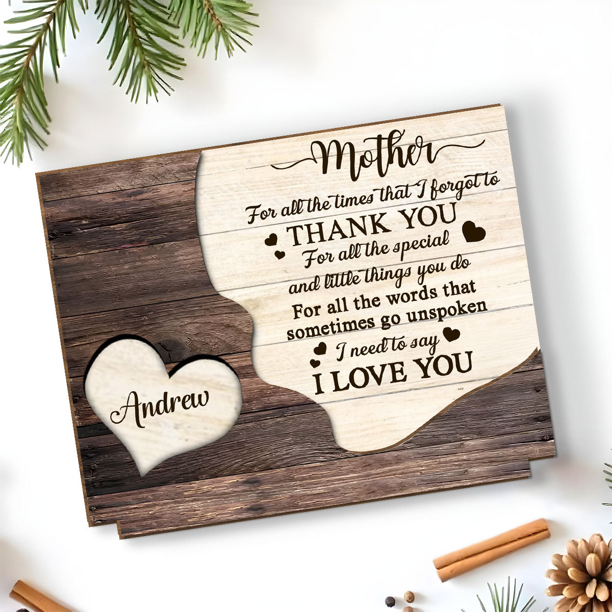 Thank You Mommy - Personalized Custom 2-Layer Wood Plaque With Flat Base