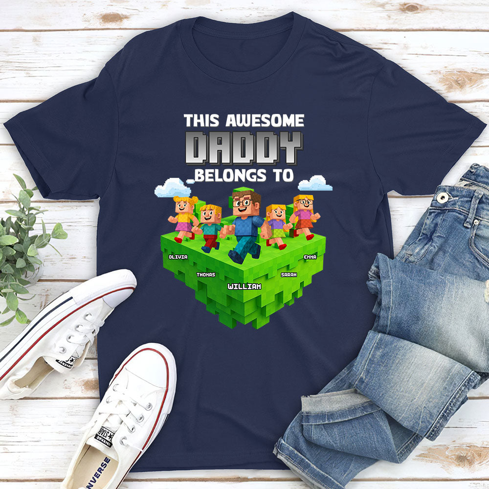 Block World Dad And Kids - Personalized Custom Shirt