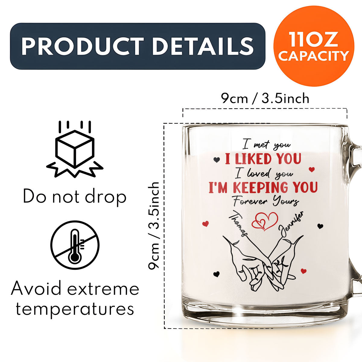 The Day I Met You - Personalized Custom Glass Mug