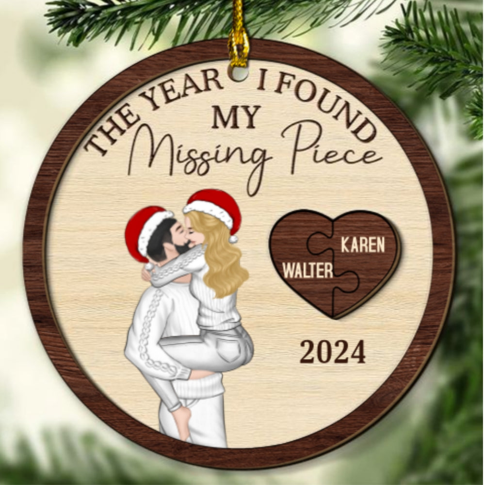 The Year I Found My Perfect Match - Personalized Custom Freeshape 2-Layered Wood Ornament