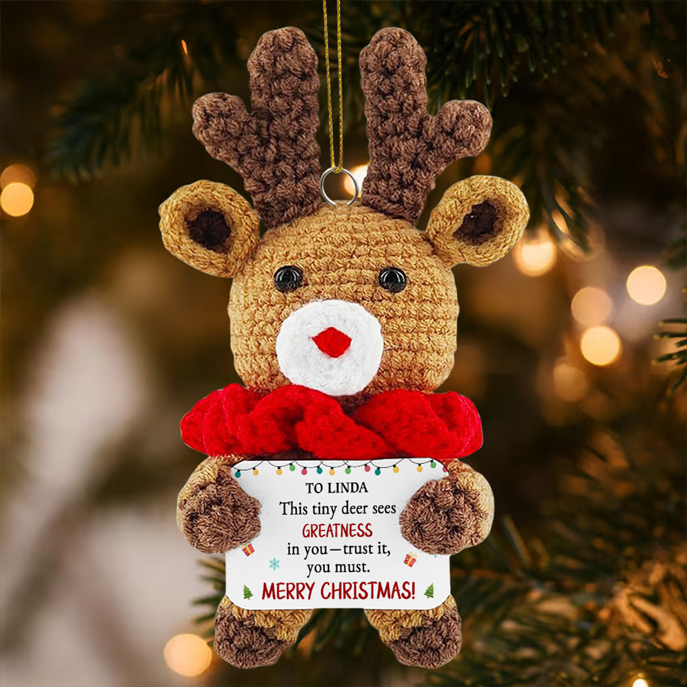 Merry Christmas - Personalized Custom Deer Crocheted Ornament