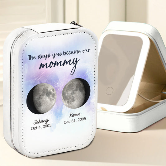 The Days You Became Our Mommy - Personalized Custom Jewelry Box With LED Mirror