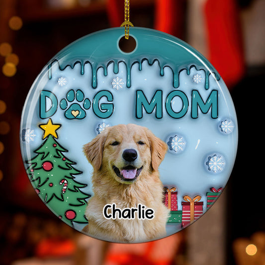 Me And Lovely Dog Photo - Personalized Custom 3D Inflated Effect Ceramic Ornament