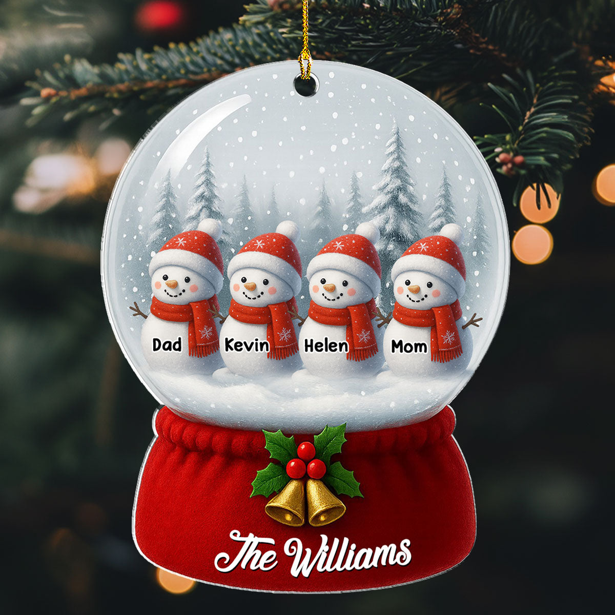 Snowman Family Christmas Ver New - Personalized Custom Acrylic Ornament