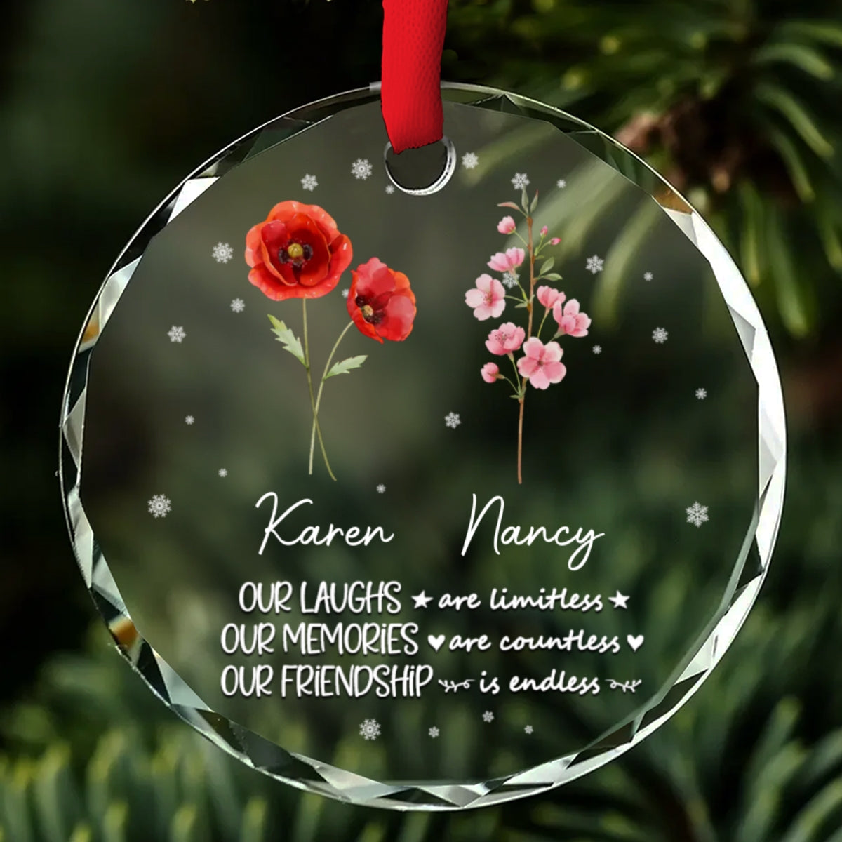 Friendship - Personalized Custom Glass Ornament