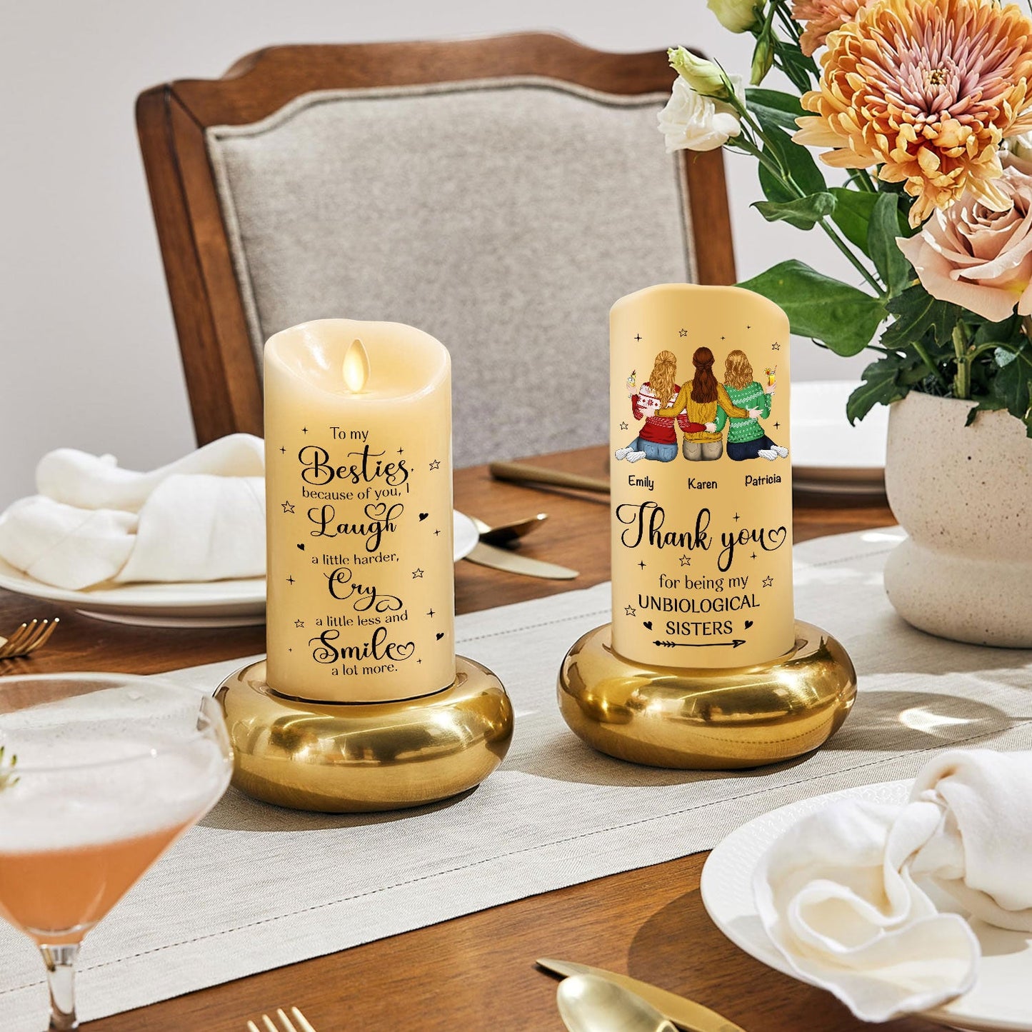 Thank You For Being My Unbiological Sister - Personalized Custom LED Candle