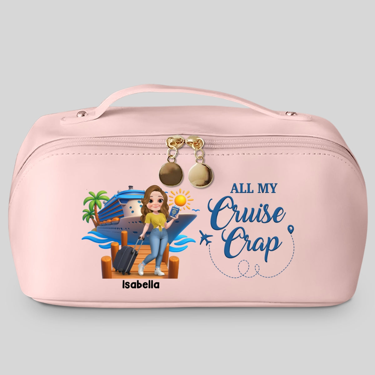 All My Cruise Crap - Personalized Custom Leather Makeup Bag