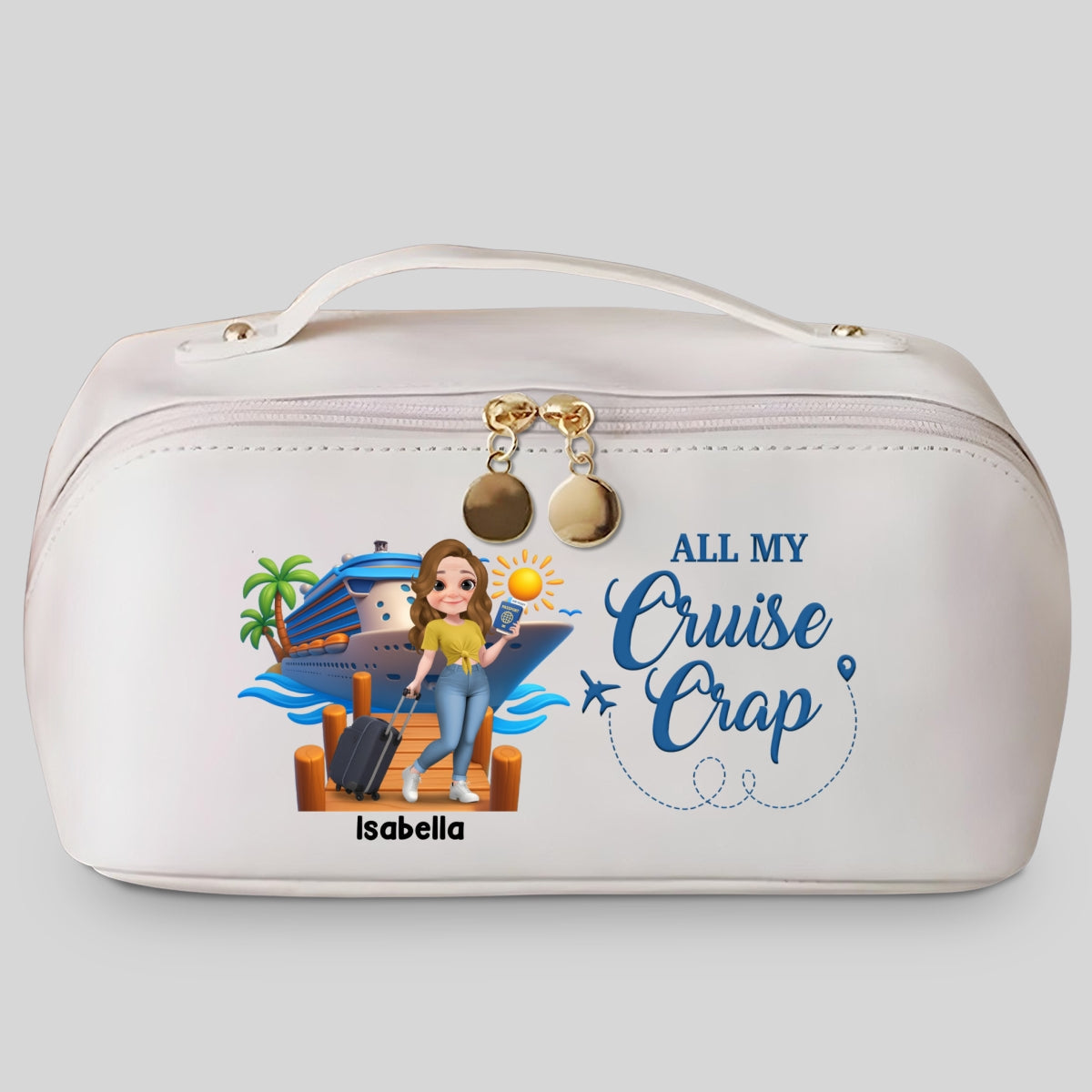 All My Cruise Crap - Personalized Custom Leather Makeup Bag