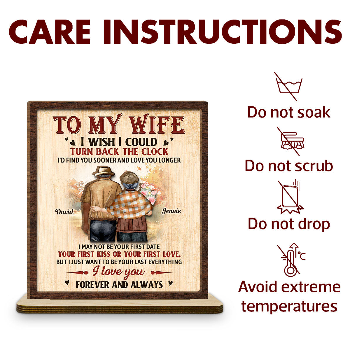 Love You Longer - Personalized Custom 2-Layer Wood Plaque With Flat Base