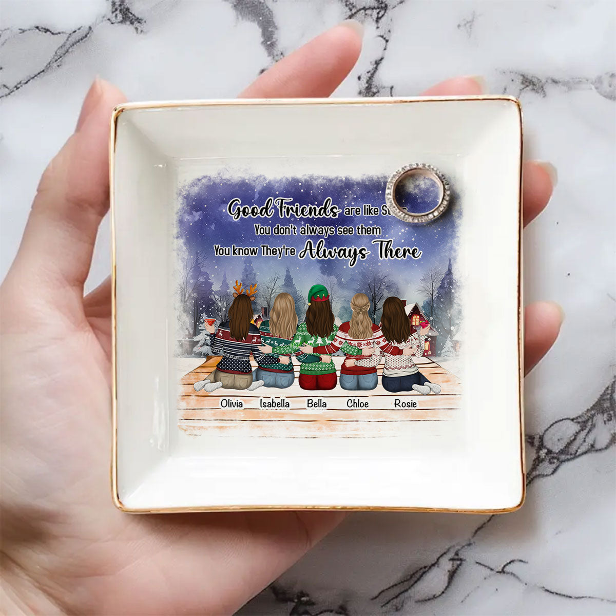 Good Friends Are Like Stars - Personalized Custom Jewelry Dish