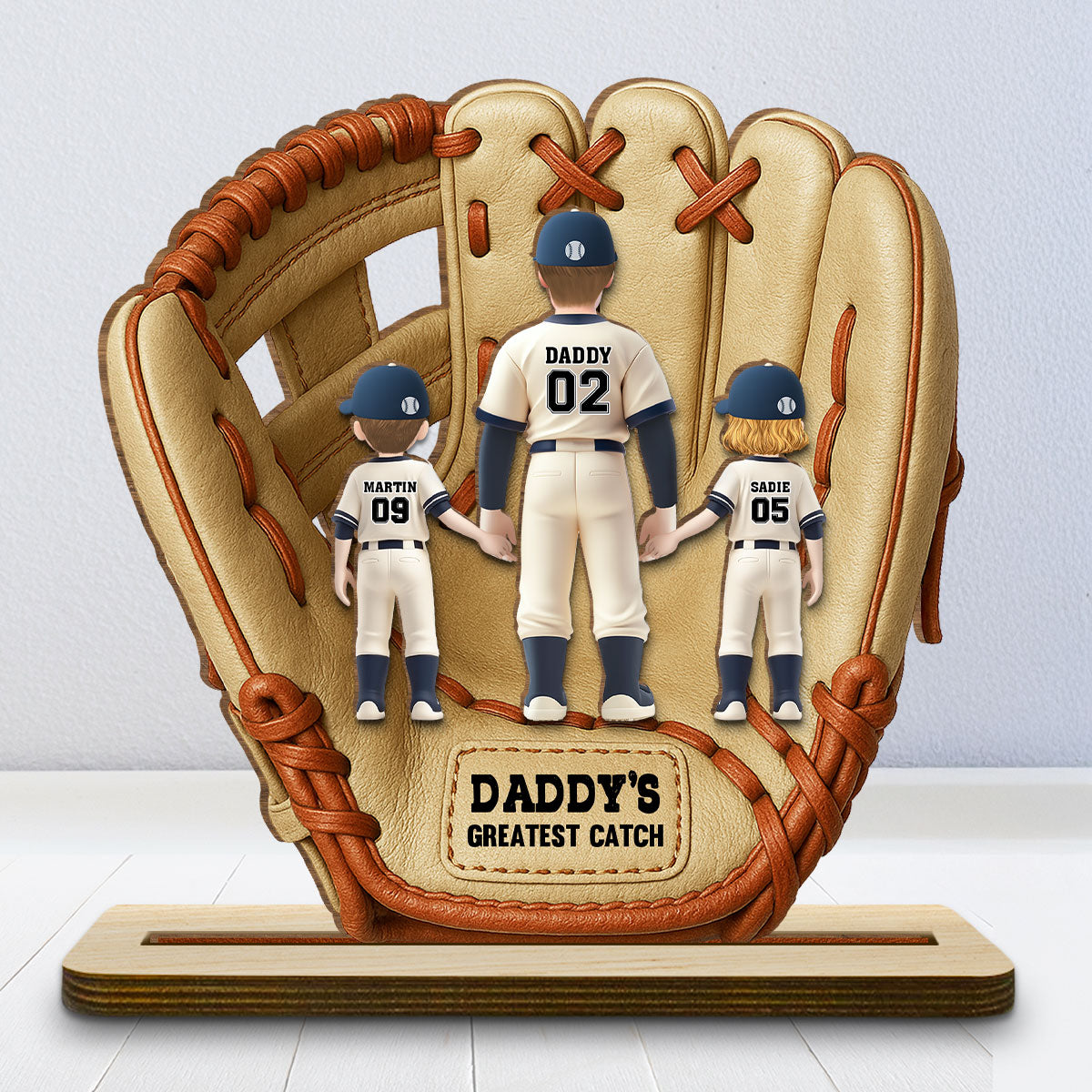 Greatest Catch - Personalized Custom 2-Layer Wood Plaque With Flat Base