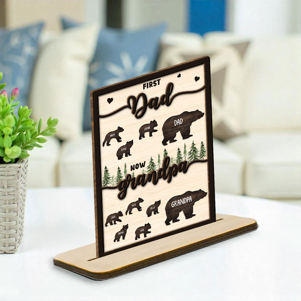 Was Dad Now Called Grandpa  - Personalized Custom 2-Layer Wood Plaque With Flat Base