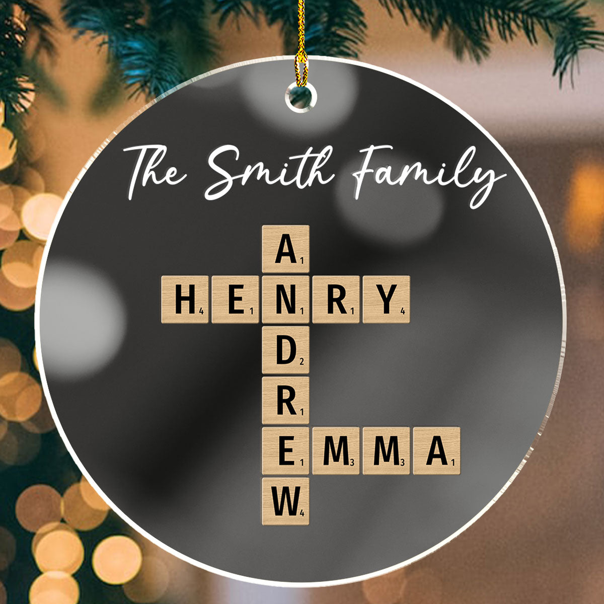 Family Besties Coworker Crossword Art - Personalized Custom Mirrored Acrylic Ornament