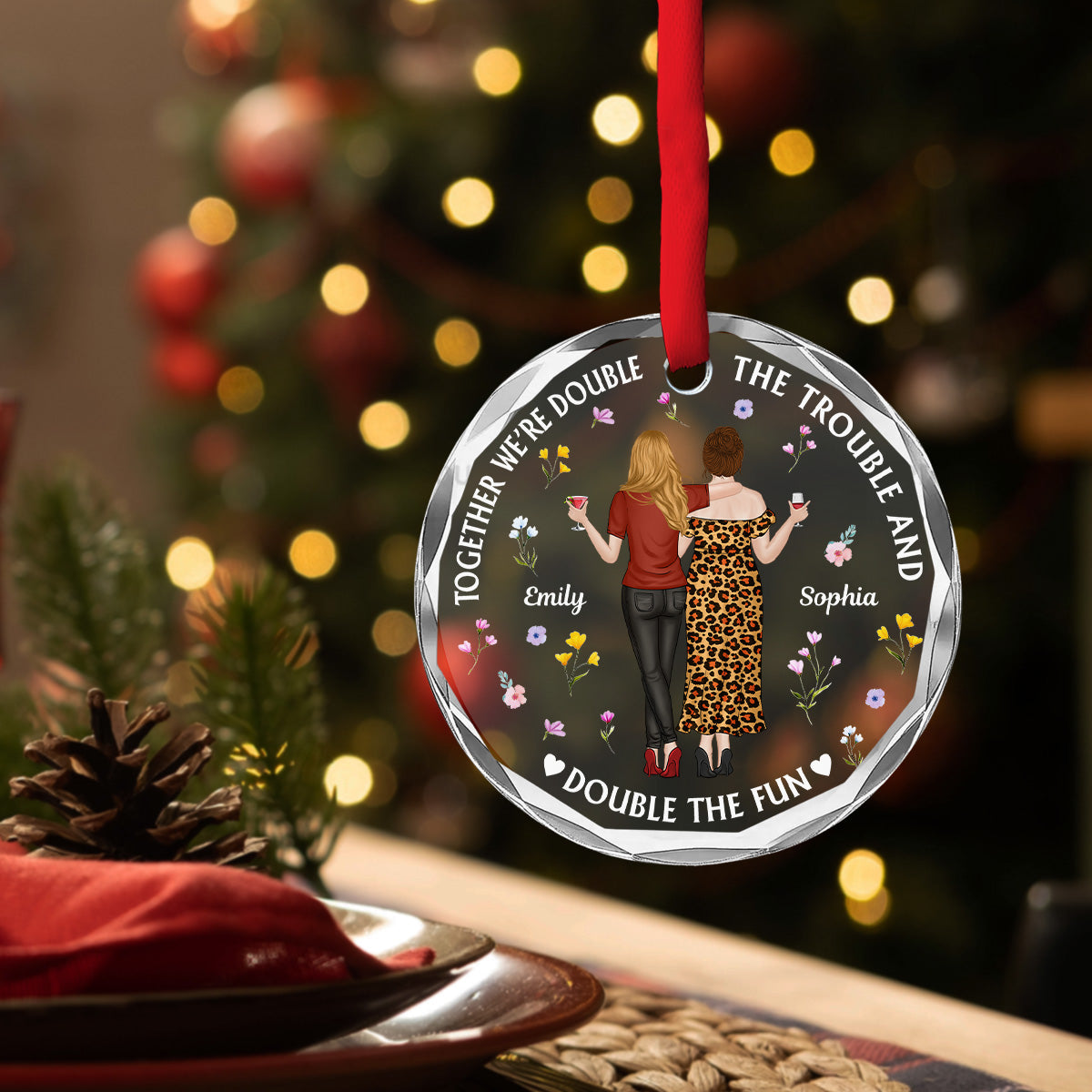 Two Souls One Crazy Journey  - Personalized Custom Glass Ornament