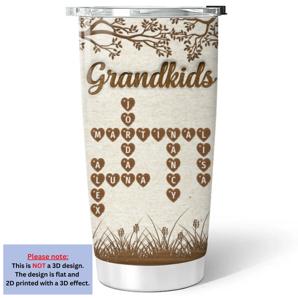 Grandkids Fill Life With Love Crossword - Personalized Custom 3D Inflated Effect Tumbler