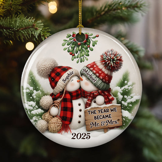 Merry And Bright Together - Personalized Custom Ceramic Ornament
