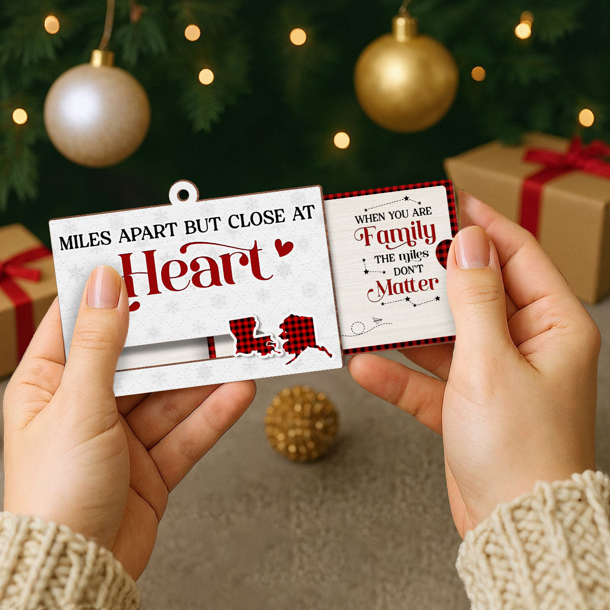 Miles Apart But Close At Heart - Personalized Custom Slide Ornament