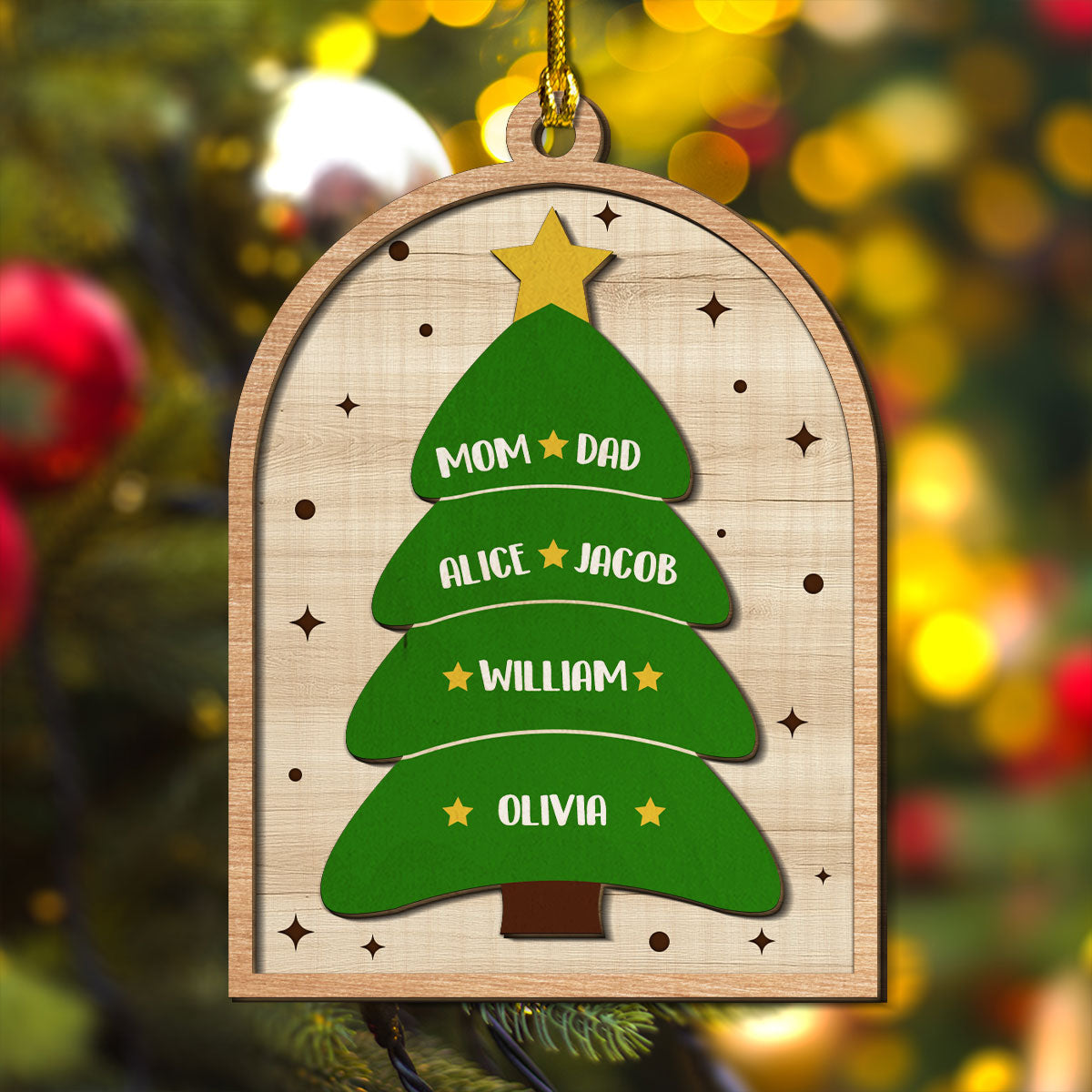 Christmas Tree - Personalized Custom Freeshape 2-Layered Wood Ornament
