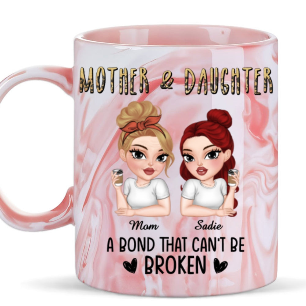 A Bond That Can't Be Broken - Personalized Custom Pink Marble Mug