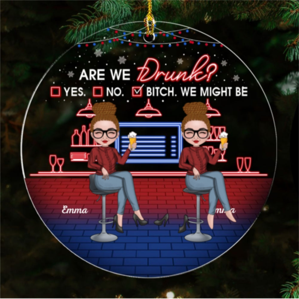 Bonding Over Alcohol Christmas Besties - Personalized Custom Acrylic Ornament