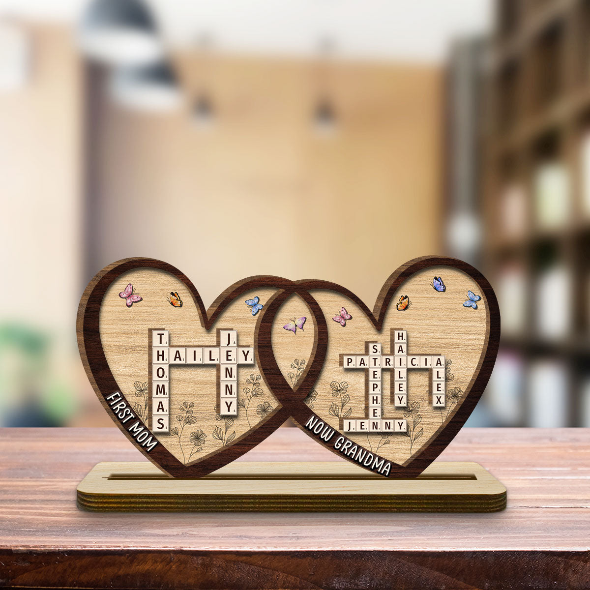 First Mom Now Grandma - Personalized Custom 2-Layer Wood Plaque With Flat Base