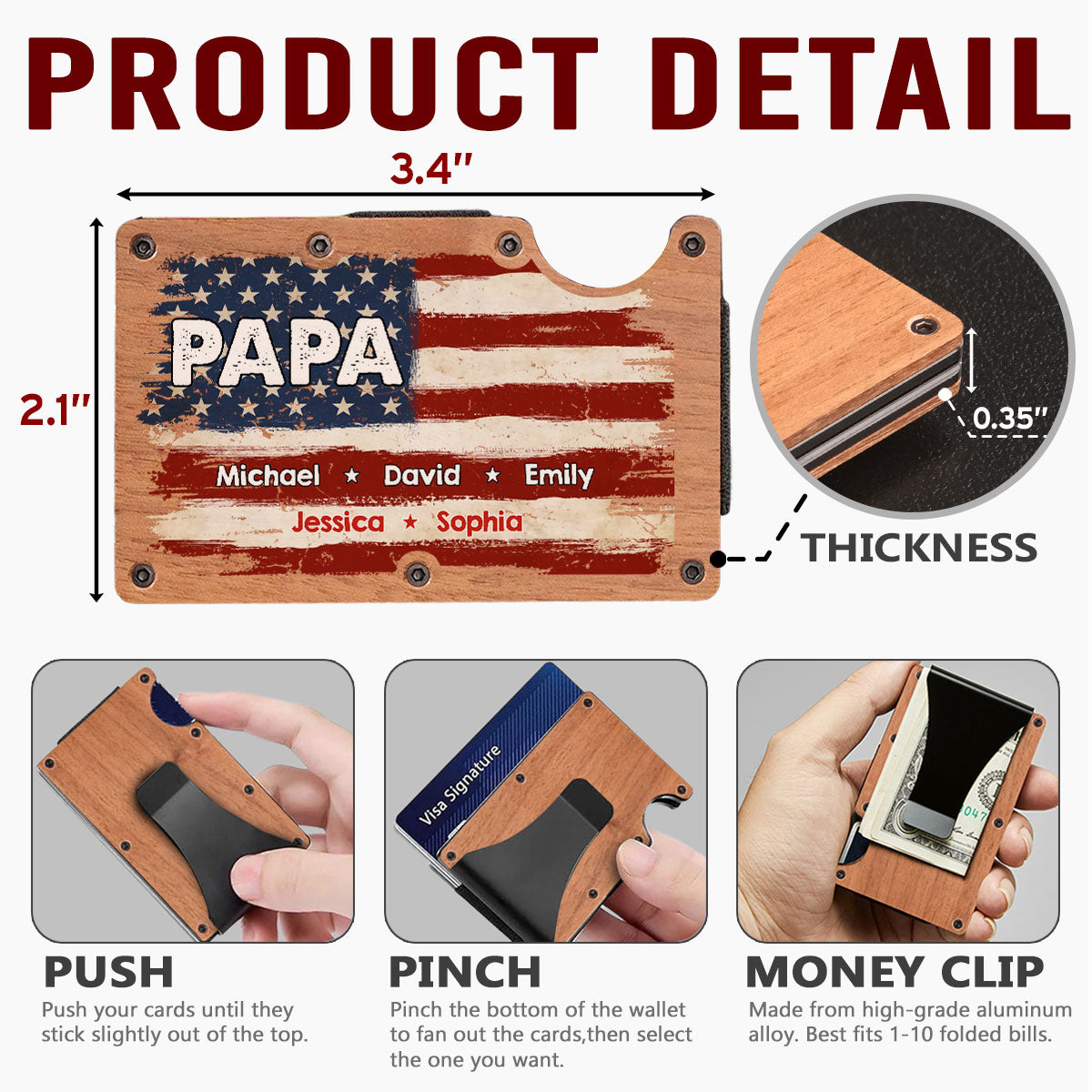 Proud To Be American - Personalized Custom Wooden Card Holder