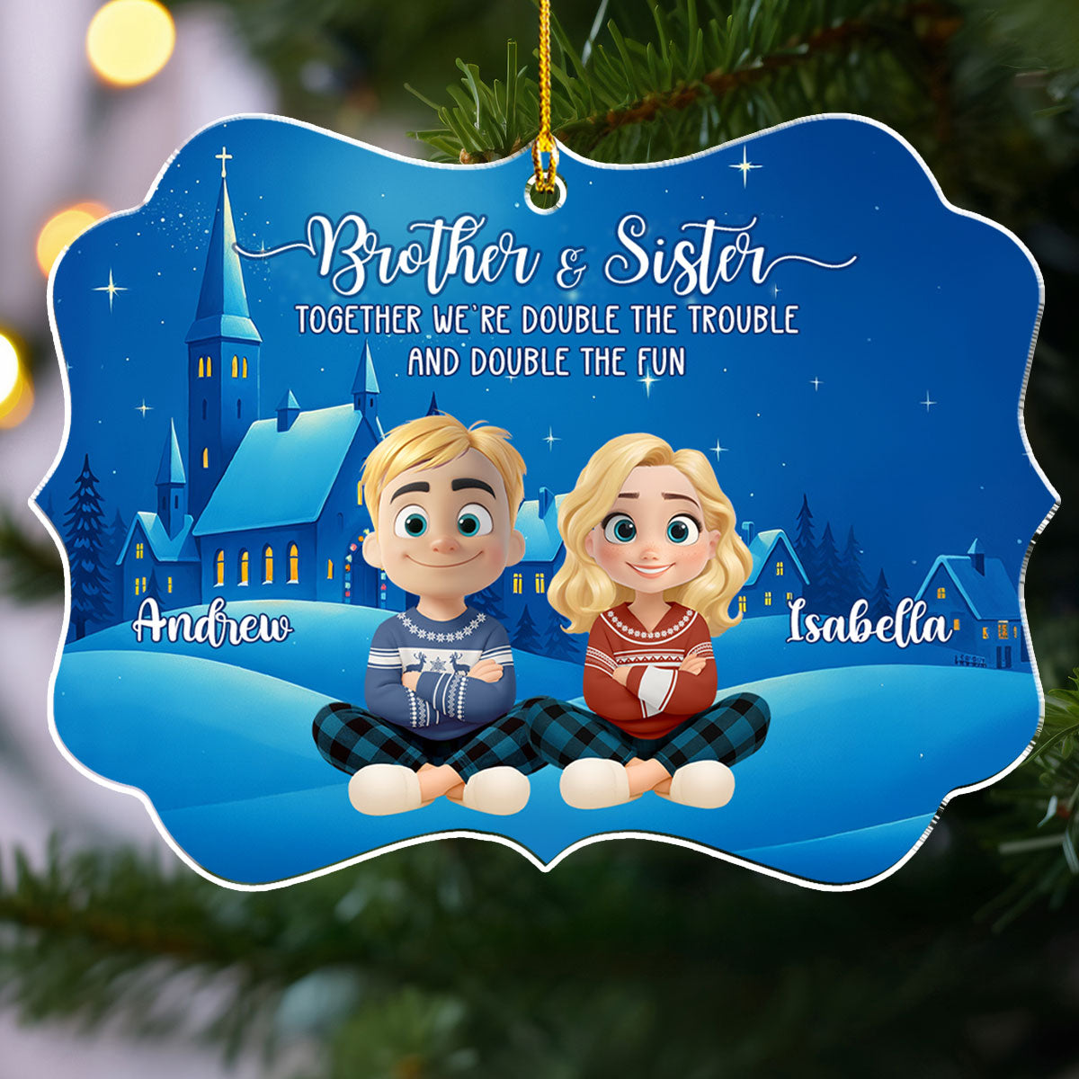 Partners In Trouble And Fun - Personalized Custom Acrylic Ornament