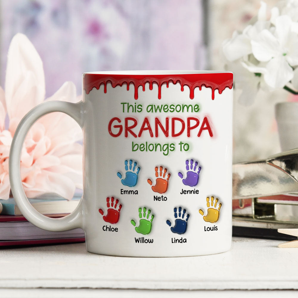 This Awesome Dad Belongs To Us - Personalized Custom 3D Inflated Effect Mug