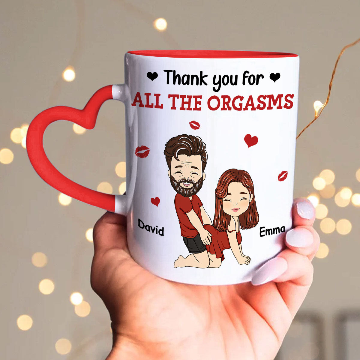 Thanks For All - Personalized Custom Heart Handle Mug