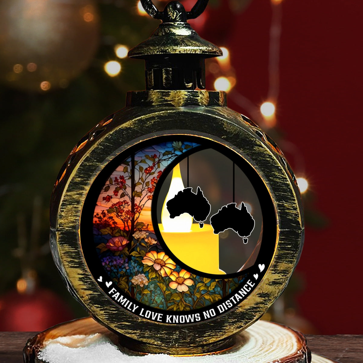 Family Love Knows No Distance Ver 2 - Personalized Custom Christmas Lantern