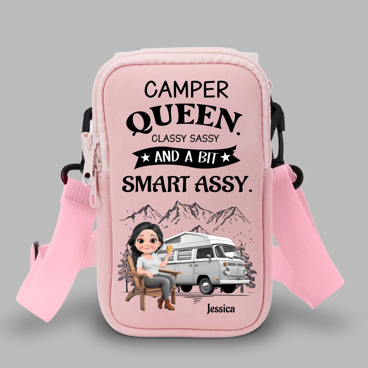 Truly A Queen Of Campers - Personalized Custom Water Bottle Carrier Bag