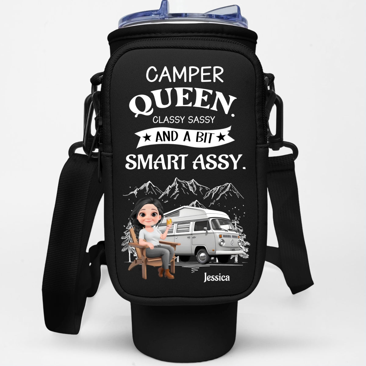 Truly A Queen Of Campers - Personalized Custom Water Bottle Carrier Bag