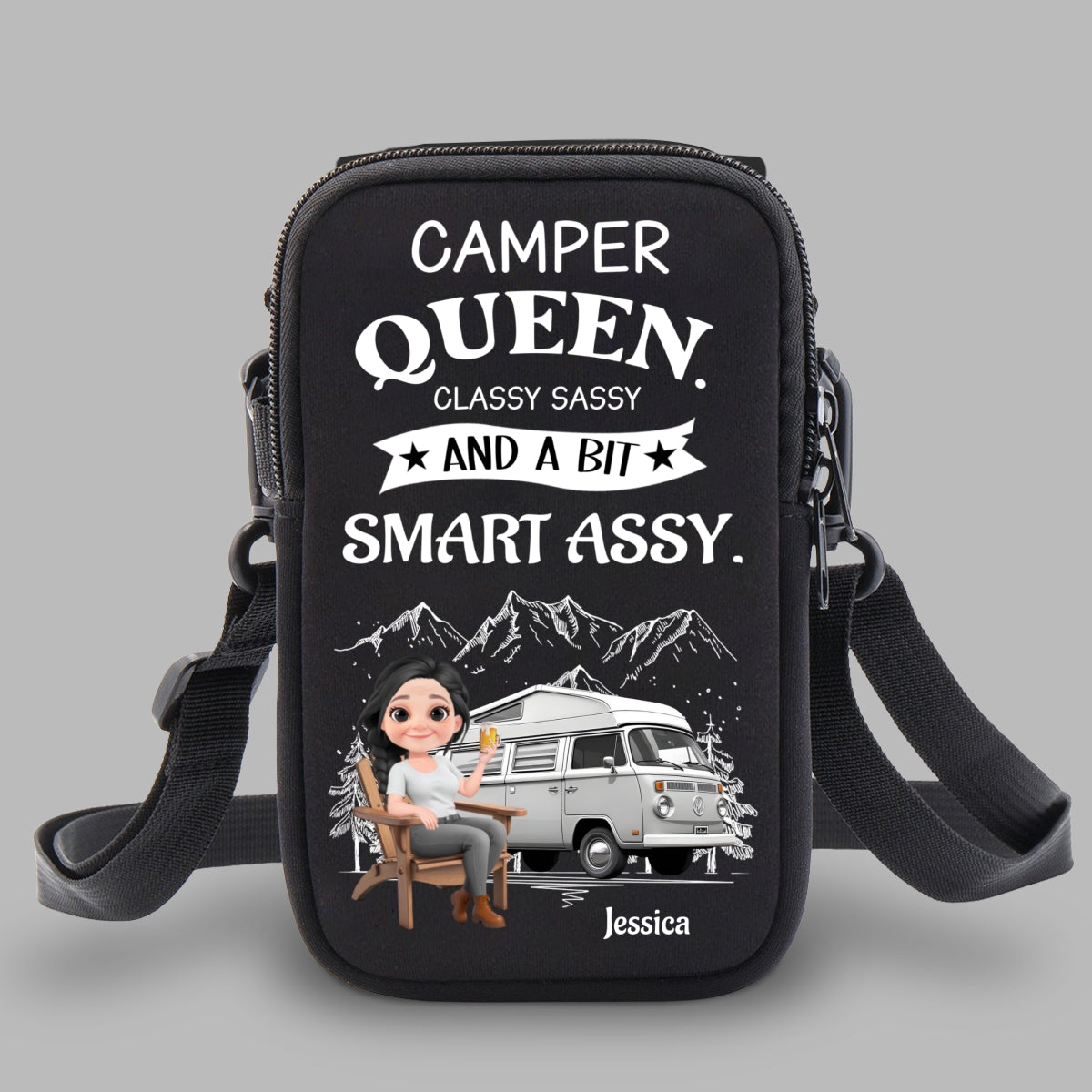 Truly A Queen Of Campers - Personalized Custom Water Bottle Carrier Bag