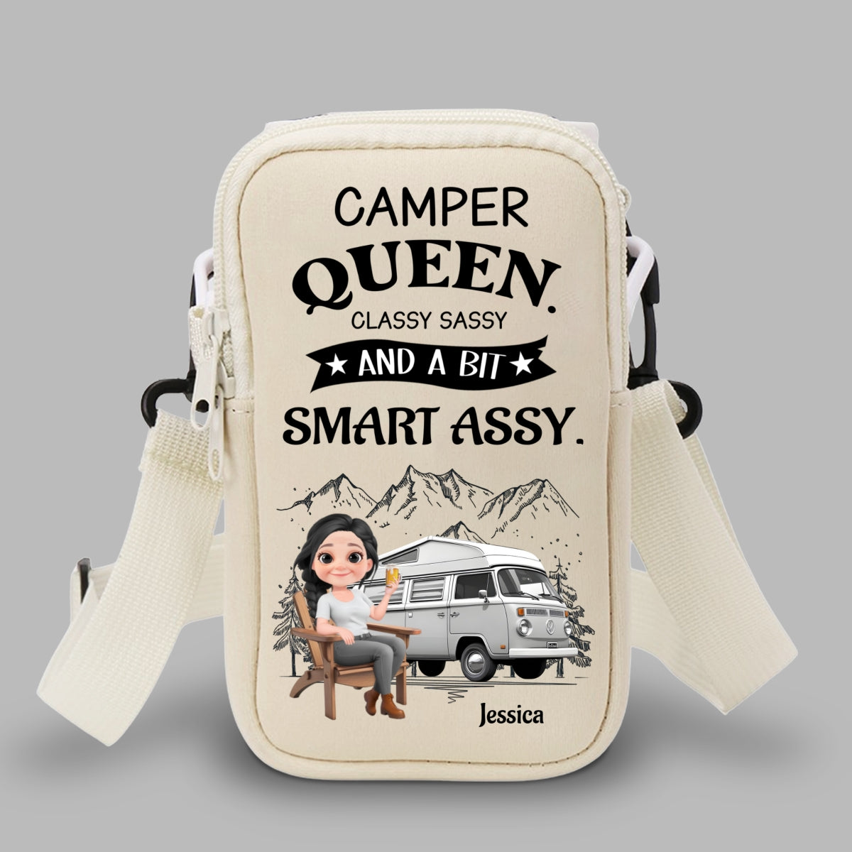 Truly A Queen Of Campers - Personalized Custom Water Bottle Carrier Bag