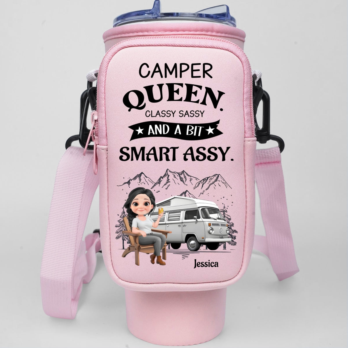 Truly A Queen Of Campers - Personalized Custom Water Bottle Carrier Bag