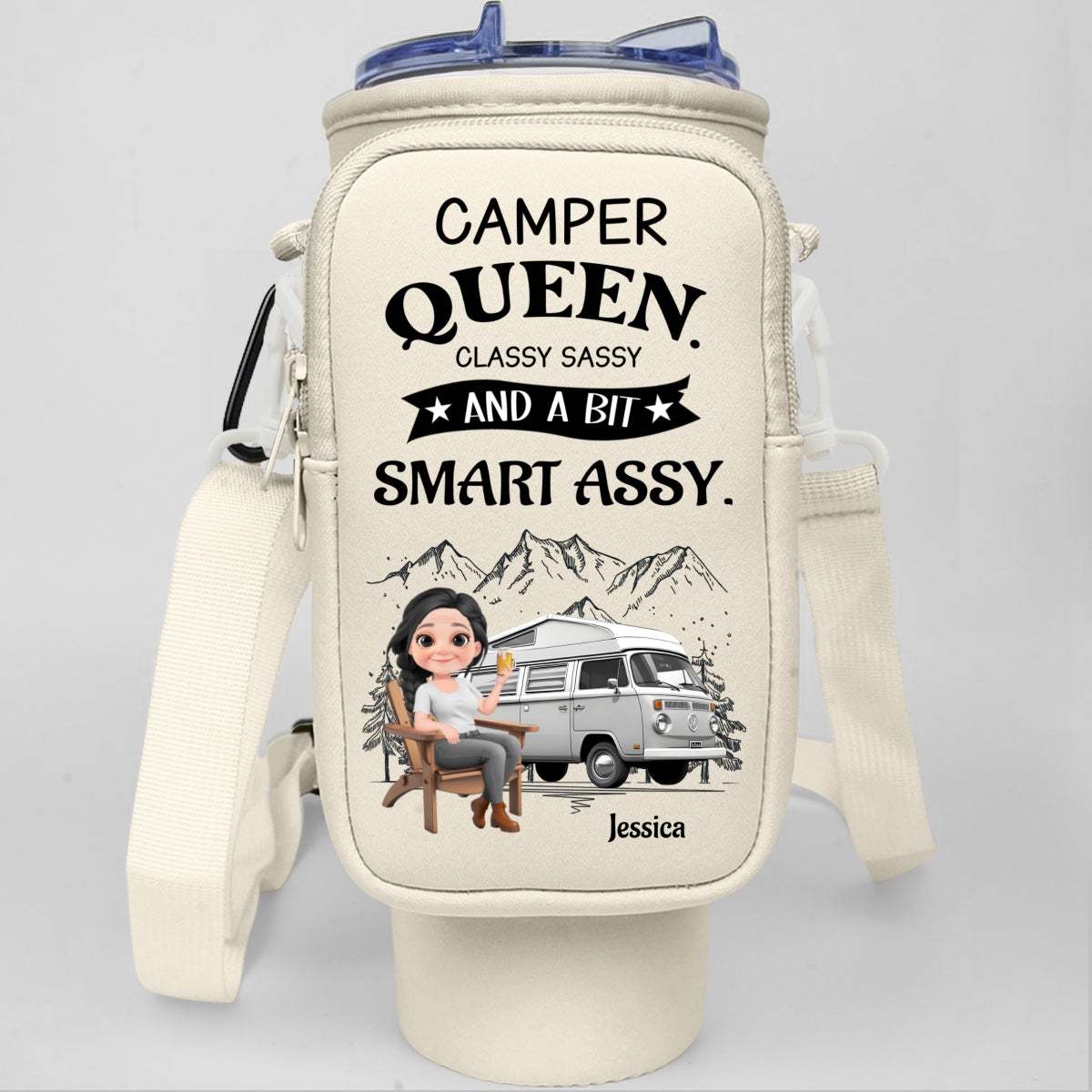 Truly A Queen Of Campers - Personalized Custom Water Bottle Carrier Bag