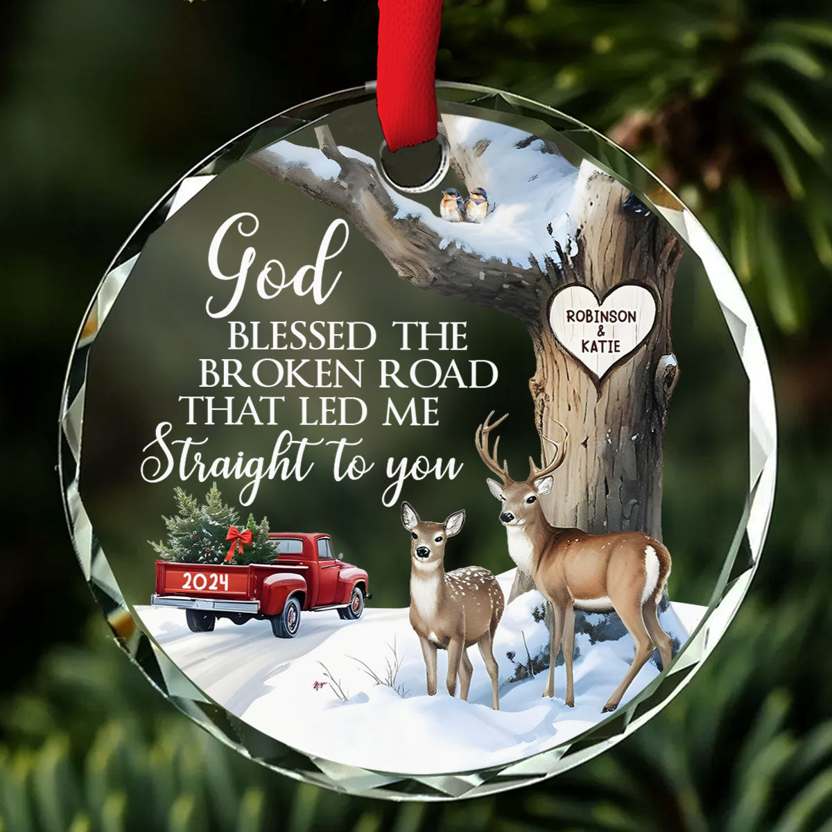 The Broken Road That Led Me Straight To You - Personalized Custom Glass Ornament