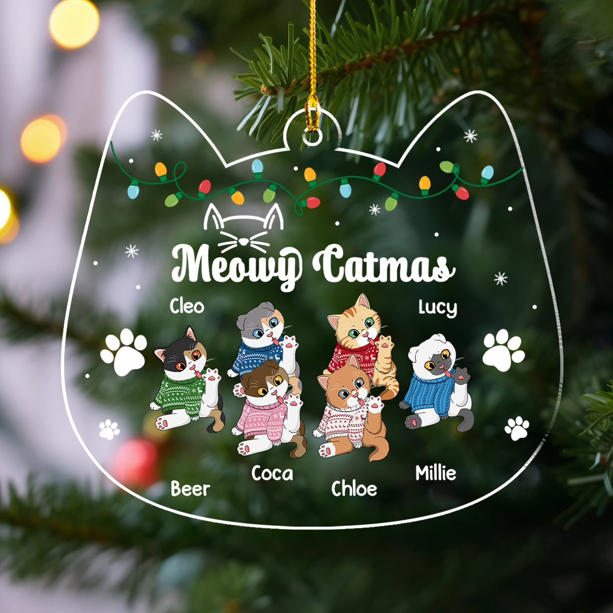 Meowy Catmas Licking- Personalized Custom Acrylic Ornament