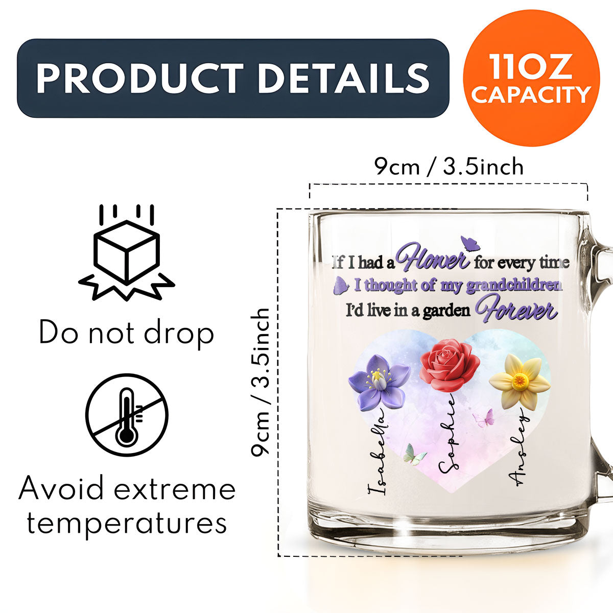 Grandchildren Are My Greatest Blessing - Personalized Custom Glass Mug