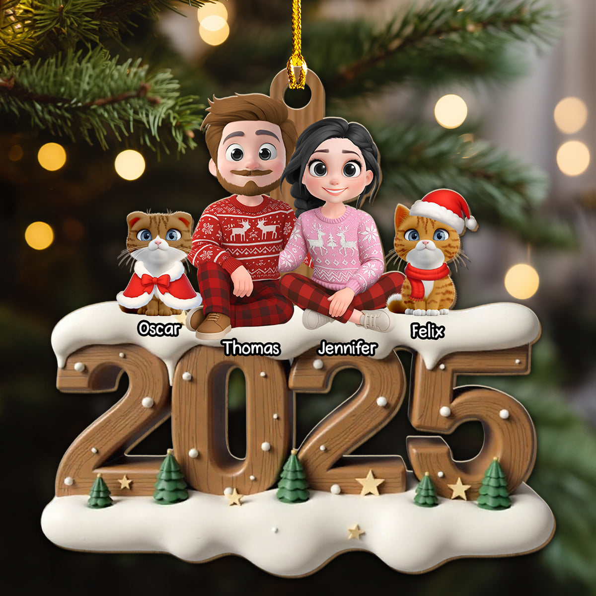 From This Year Cat Ver - Personalized Custom 3D Effect Wood Ornament