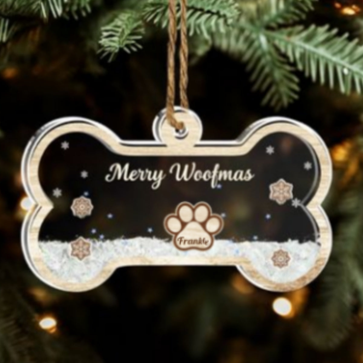 Paw Merry Woofmas - Personalized Custom Acrylic Shaker Ornament