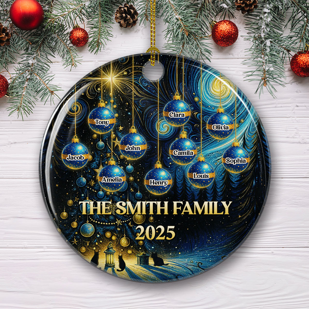 Family Together 2025 - Personalized Custom Ceramic Ornament