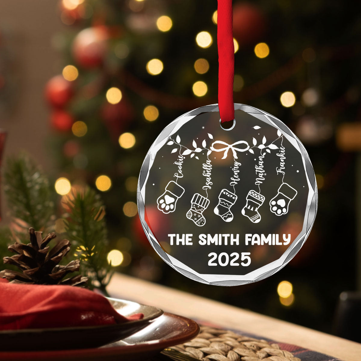 Our Family Love - Personalized Custom Glass Ornament